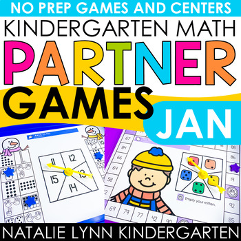 Preview of January Kindergarten Math Partner Games for Winter Math Centers + Small Groups