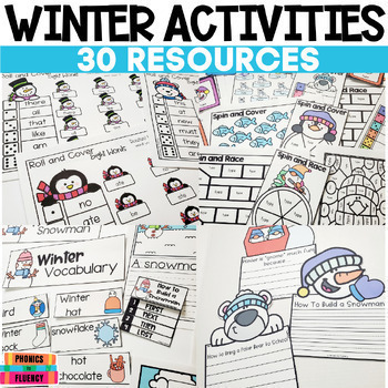 Preview of Winter Centers Kindergarten - Winter Math Activities - Winter Writing