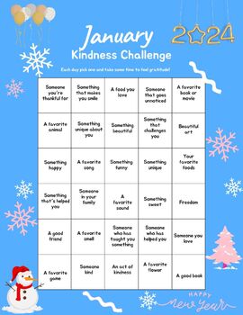 Preview of January Kindness Challenge New Year