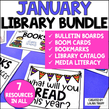 Preview of January Library Activities Bundle for January Library Lessons