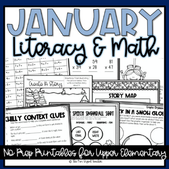 Preview of January Literacy & Math Packet NO PREP