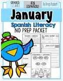 January Literacy No Prep Packet ¡En Español! (1st-2nd-3rd)