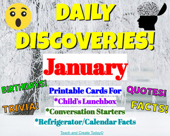 Preview of January Lunch Box Note Cards  Daily Conversation Topics  2nd 3rd 4th 5th Grade