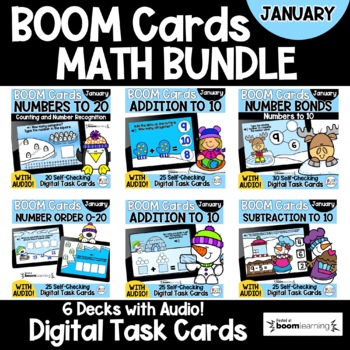 Preview of January Math BOOM Cards Winter BUNDLE | Digital Games | Distance Learning
