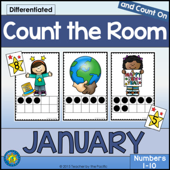 Preview of January Math Center Count the Room Numbers to 10