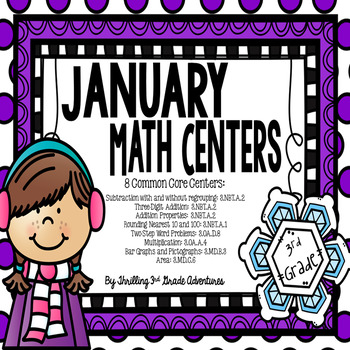 Preview of January Math Centers: 3rd Grade