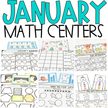 Preview of January Math Centers {CCSS} Kindergarten | Winter Activities