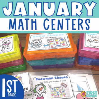 Preview of January Math Centers for First Grade Winter Morning Tubs Games