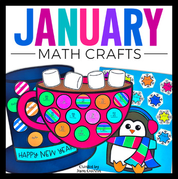 Preview of January Math Crafts | Winter Bulletin Board New Year Penguin Activities Centers