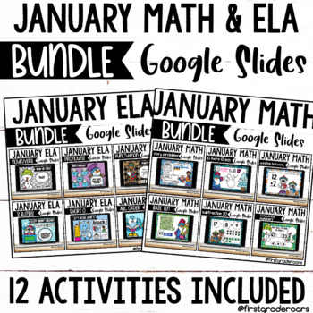 Preview of January Math & ELA Google Slides Digital Bundle 