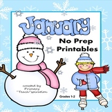 January Math & ELA No Prep Printable Worksheets 1st Grade 