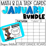 January Math & ELA Task Card Activities Centers, Fast Fini