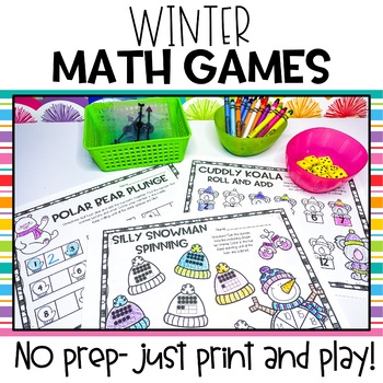 Preview of January Math Games | Math Center Games | Winter Math Games