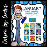 January Math & Literacy Color by Codes
