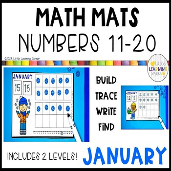 Preview of January Math Mats Numbers 11-20 | Teen Numbers Mats