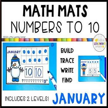 Preview of January Math Mats Numbers to 10 | PreK Kindergarten Number Mats