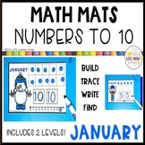 January Math Mats Numbers to 10 | PreK Kindergarten Number Mats