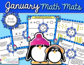 Preview of January Math Mats {first grade}