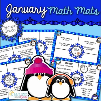 Preview of January Math Mats {second grade}