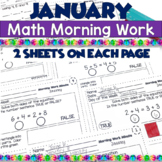 January Math Morning Work Review Worksheets