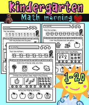 Preview of January Math Morning Work for Kindergarten Tracing number 0-20  back to school