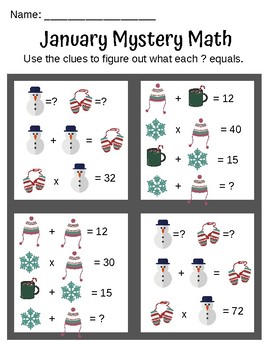 Preview of January Math Mystery Worksheet