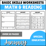 January Math & Reading Basic Skills for Special Education 