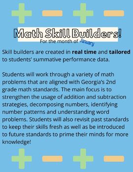 Preview of January Math Skill Builders for 2nd Graders!