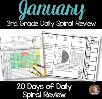 Preview of January Math Spiral Review: Daily Math for 3rd Grade (Print and Go)