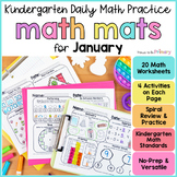 January Math Spiral Review Worksheets for Kindergarten - W