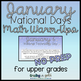 January Math Warm-Ups for Upper Grades - No Prep Slides