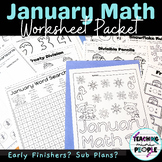January Math Worksheet Packet | Winter Math Review Packet | Factors & Multiples