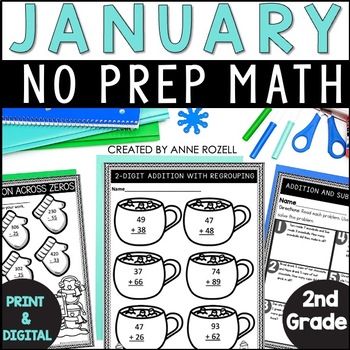 Preview of January Math Worksheets 2nd Grade