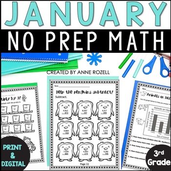 Preview of January Math Worksheets 3rd Grade