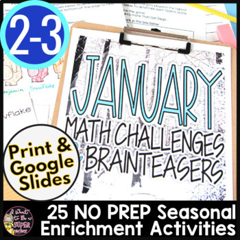 Preview of January Math Worksheets | Winter Math Activities | Gifted and Talented