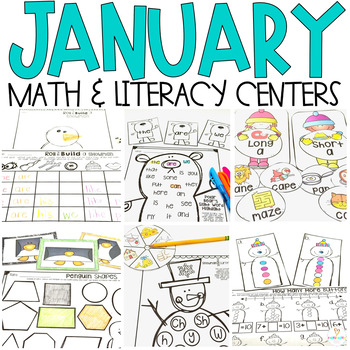 Preview of January Math and Literacy Centers {CCSS} Kindergarten | Winter Activities