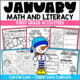 January Math and Literacy No Prep Worksheets First Grade W