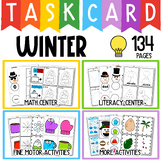 January Math and Literacy Task Cards (Preschool, Sped, Kin