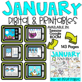 January Math & Literacy Worksheets Both Printable & Digita