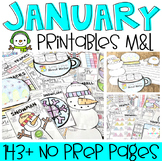 January Math and Literacy Worksheets Printables Kindergart