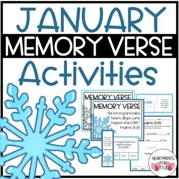 Preview of January Memory Verse Activities | New Year's Bible Verses