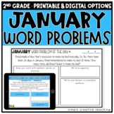 January Addition & Subtraction Word Problems for 2nd Grade