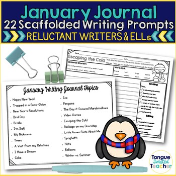 Preview of January Monthly Writing Journal No Prep Winter Writing Prompts