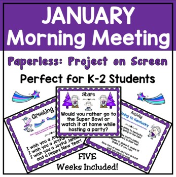 Preview of January Morning Meeting PAPERLESS PowerPoint and Google Slides