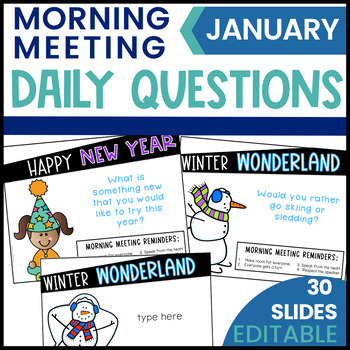Preview of January Morning Meeting Questions | Question of the Day Slides | Winter