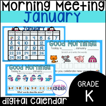 Preview of January Morning Meeting and Digital Calendar for Kindergarten