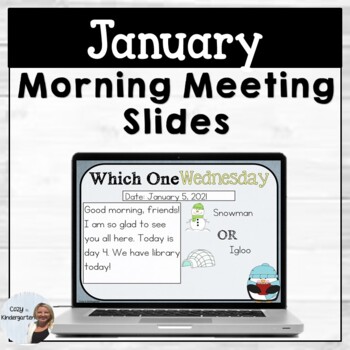 Preview of January Morning Message Slides | Kindergarten Meeting Prompts 