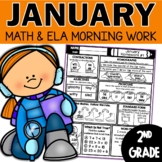 January Morning Work 2nd Grade Math and Language Spiral Review
