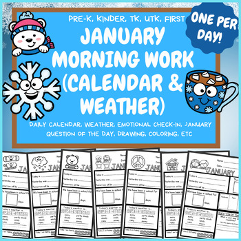 Preview of January Morning Work Calendar/Weather PreK Kindergarten First TK UTK