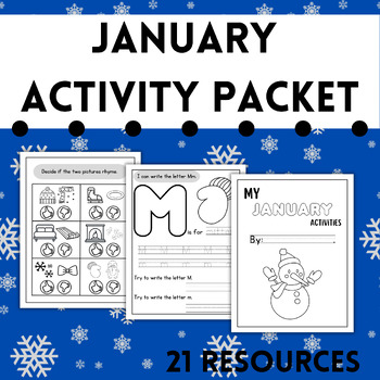 Preview of January Morning Work Early Finisher Packet for Preschool PreK & Kindergarten